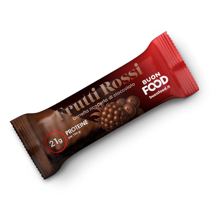 Barretta Proteica RICOPERTA DI CIOCCOLATO FRUTTI ROSSI