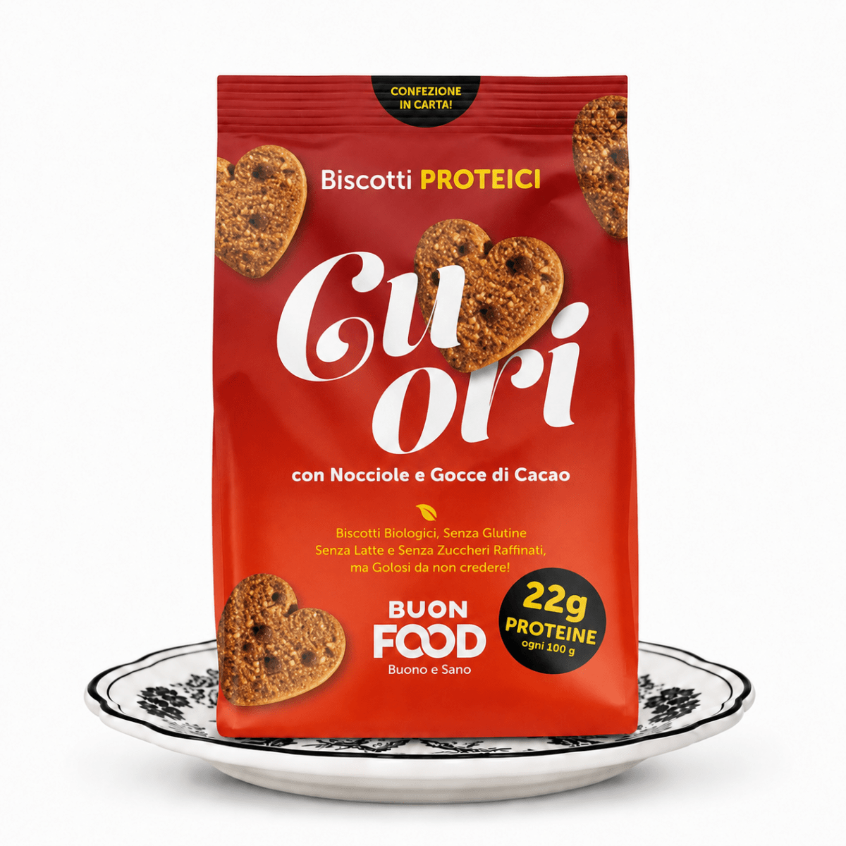 Cuori proteici con nocciole e gocce di cacao 200 g - ForLongevity